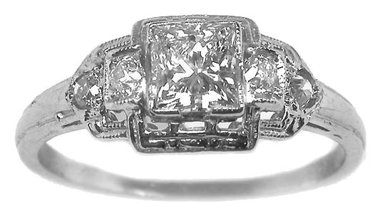 Edwardian Style 0.54ct Diamond Platinum Engagement Ring
