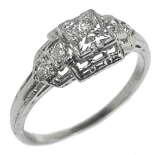 Edwardian Style 0.54ct Diamond Platinum Engagement Ring