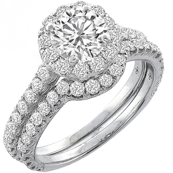 Edwardian Style 0.70ct Round Cut Diamond 18k White Gold Engagement Ring