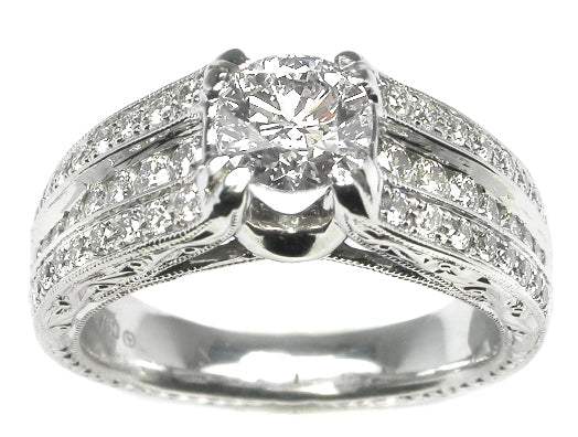 Edwardian Style 0.75ct Magma Cut 18k Gold Engagement Ring