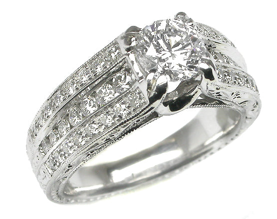 Edwardian Style 0.75ct Magma Cut 18k Gold Engagement Ring