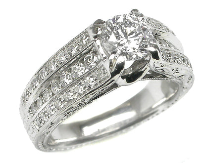 Edwardian Style 0.75ct Magma Cut 18k Gold Engagement Ring