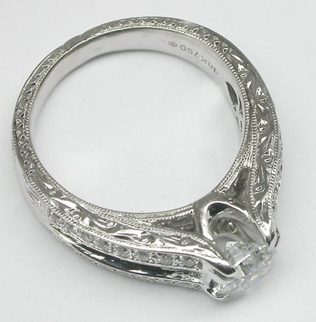 Edwardian Style 0.75ct Magma Cut 18k Gold Engagement Ring