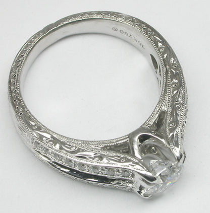 Edwardian Style 0.75ct Magma Cut 18k Gold Engagement Ring