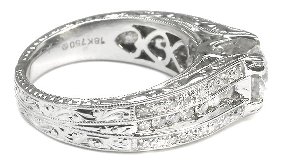 Edwardian Style 0.75ct Magma Cut 18k Gold Engagement Ring