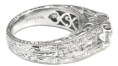 Edwardian Style 0.75ct Magma Cut 18k Gold Engagement Ring