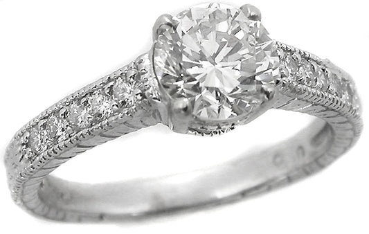 Edwardian Style 1.04ct Round Diamond Engagement Ring