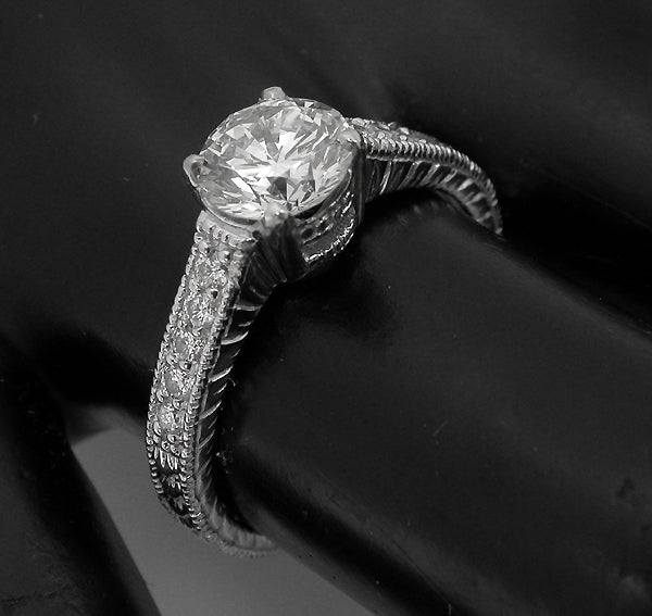Edwardian Style 1.04ct Round Diamond Engagement Ring