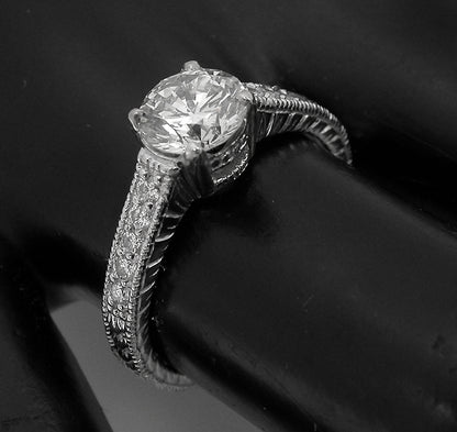 Edwardian Style 1.04ct Round Diamond Engagement Ring