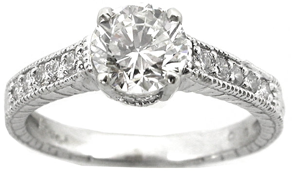 Edwardian Style 1.04ct Round Diamond Engagement Ring