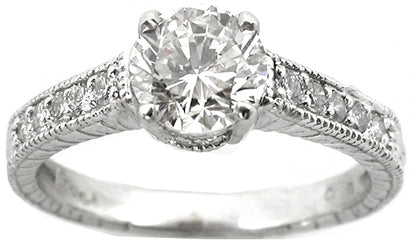 Edwardian Style 1.04ct Round Diamond Engagement Ring