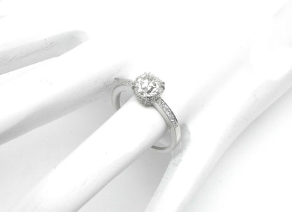 Edwardian Style 1.22ct Old Mine Cut Diamond Platinum Engagement Ring