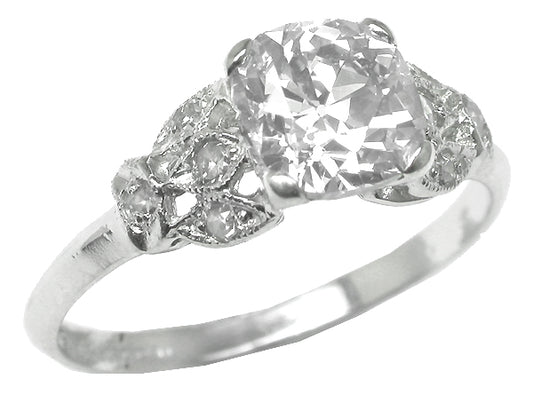 Edwardian Style 1.25ct Old Mine Diamond Platinum Engagement Ring