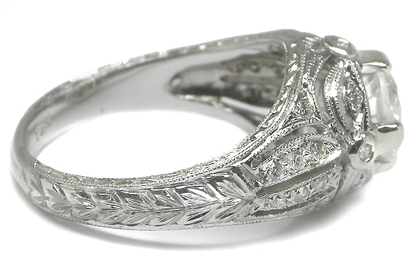 Edwardian Style 1.32ct Diamond 14k White Gold Engagement Ring