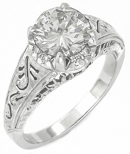Edwardian Style 1.38ct Diamond Platinum Engagement Ring