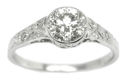 Edwardian Style 1ct European Cut Diamond Platinum Engagement Ring