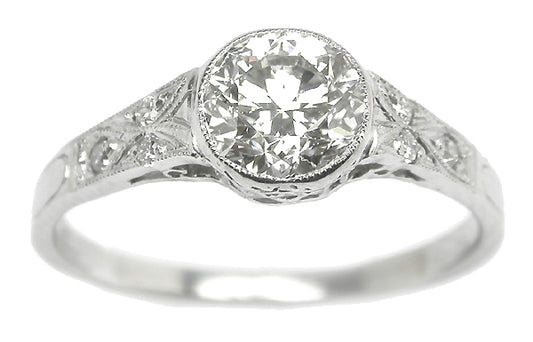 Edwardian Style 1ct European Cut Diamond Platinum Engagement Ring