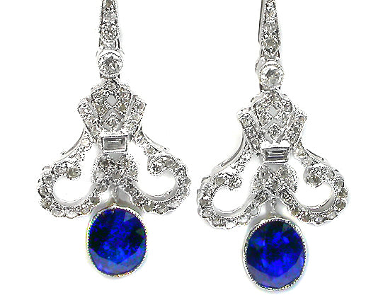 Edwardian Style 2.35ct Sapphire 0.87ct Diamond  Earrings