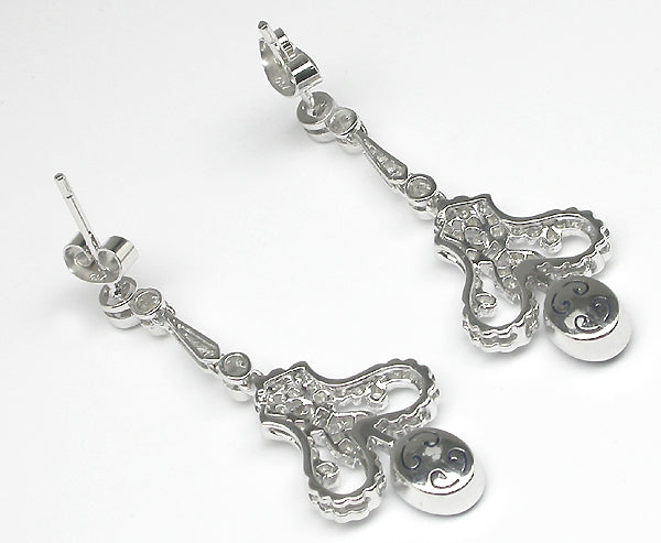 Edwardian Style 2.35ct Sapphire 0.87ct Diamond  Earrings