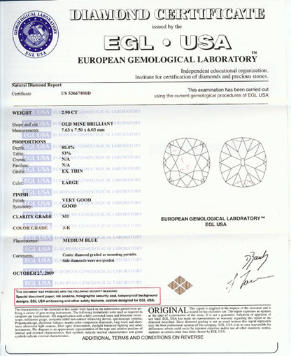 Edwardian Style 2.90ct Diamond Platinum Engagement Ring