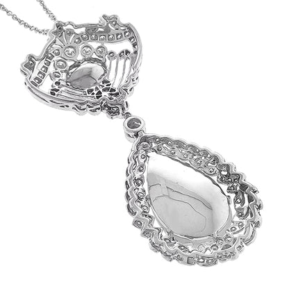 Edwardian Style 7.40ct Cabochon Opal Diamond 18 Karat White Gold