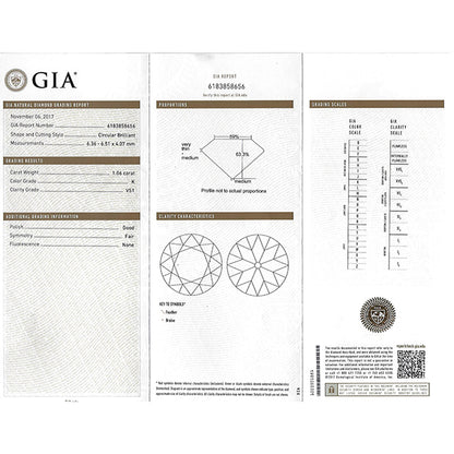 Edwardian GIA Certified 1.06ct Round Brilliant Diamond Platinum Engagement Ring