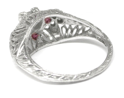 Edwardian Style Platinum Diamond and Ruby Ring