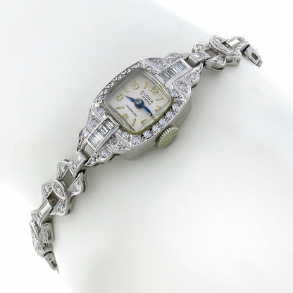 Eloga  1920s 2.14ct Diamond Watch By 17 Jewels Incabloc