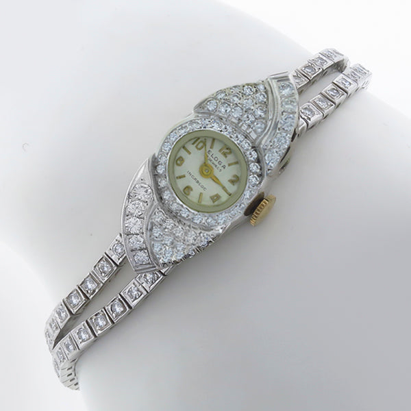 Eloga  4.00ct Diamond Gold Watch By 17 Jewels Incabloc