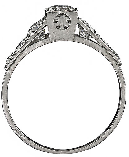 Estate 0.30ct Center Diamond 0.70ct Diamond Engagement Ring