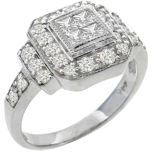 Estate 0.30ct Princess Cut  Diamond Gold Ring