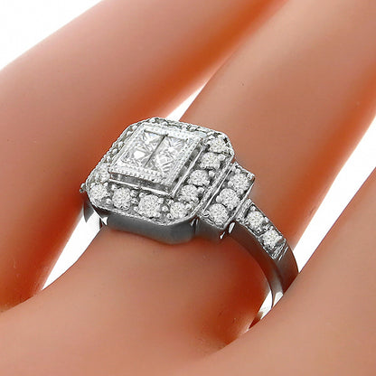 Estate 0.30ct Princess Cut  Diamond Gold Ring