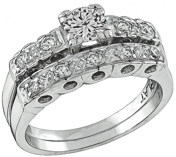 Estate 0.40ct Diamond Engagement Ring and Wedding Band Set