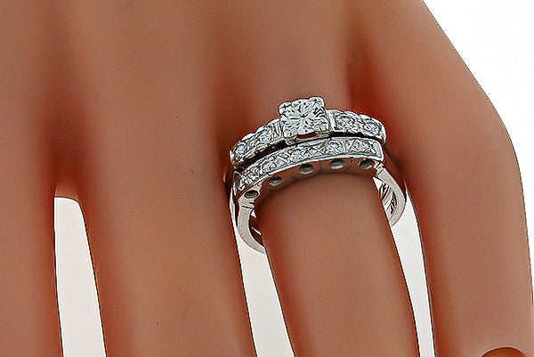 Estate 0.40ct Diamond Engagement Ring and Wedding Band Set