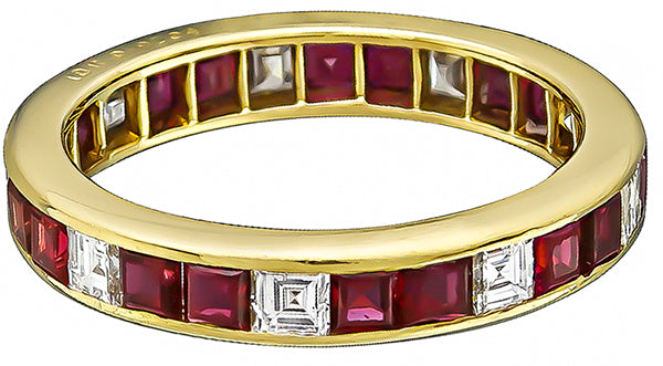 Estate 0.45ct Diamond 0.75ct Ruby Eternity Wedding Band