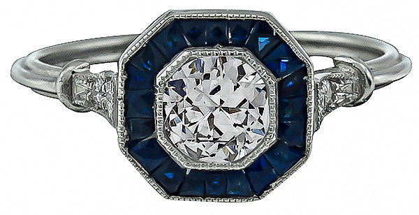 Estate 0.50ct Diamond Sapphire Engagement Ring