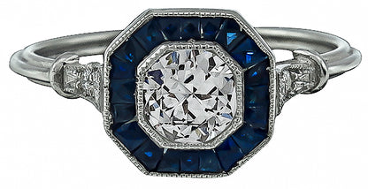 Estate 0.50ct Diamond Sapphire Engagement Ring