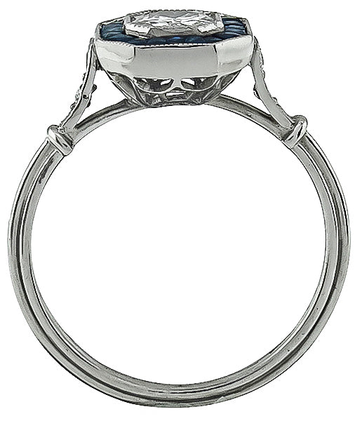 Estate 0.50ct Diamond Sapphire Engagement Ring