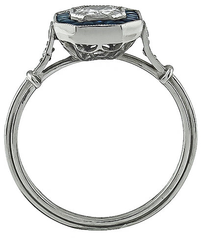 Estate 0.50ct Diamond Sapphire Engagement Ring
