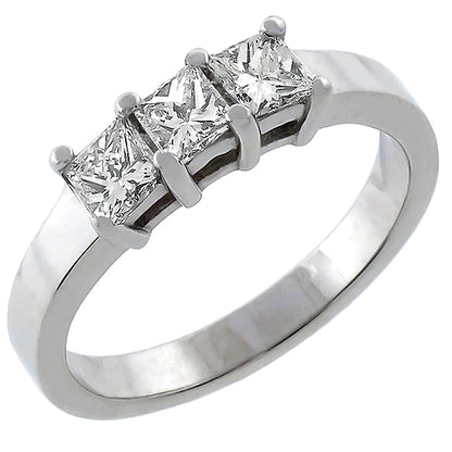 Estate 0.50ct Princess Cut Diamond 14k White Gold Anniversary Ring