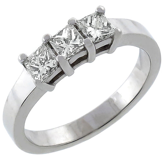 Estate 0.50ct Princess Cut Diamond 14k White Gold Anniversary Ring