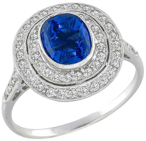 Estate 0.51ct Sapphire 0.44ct Diamond Ring