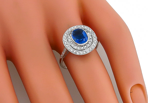 Estate 0.51ct Sapphire 0.44ct Diamond Ring