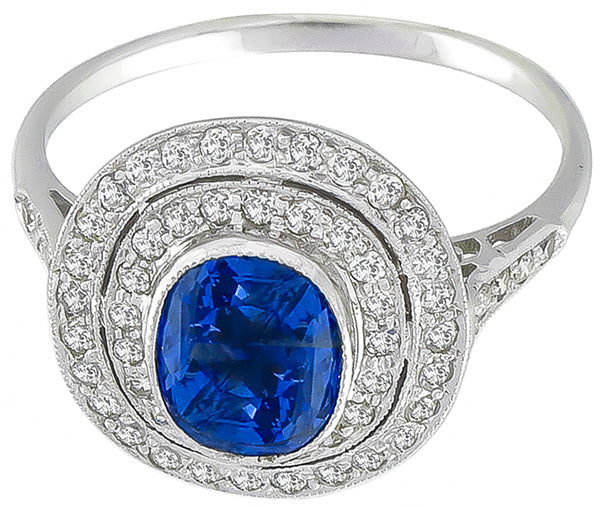 Estate 0.51ct Sapphire 0.44ct Diamond Ring