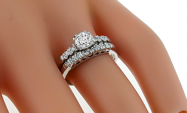 Estate 0.53ct Diamond Engagement Ring and Wedding Band Set