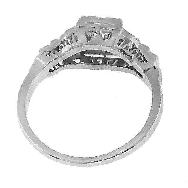 Estate 0.53ct Old Mine Cut Diamond 18k White Gold Engagement Ring