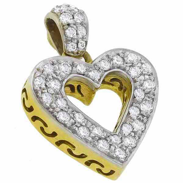 Estate 0.55ct Diamond  Gold Heart Pendant