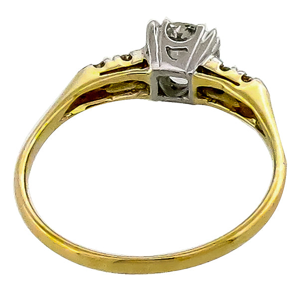 Estate 0.68ct Round Cut Diamond 14k Yellow & White Gold Engagement Ring