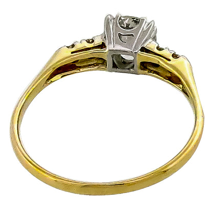 Estate 0.68ct Round Cut Diamond 14k Yellow & White Gold Engagement Ring