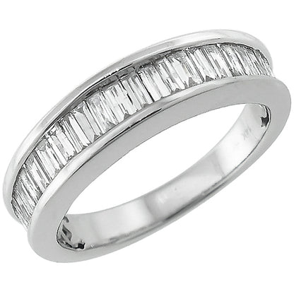 Estate 0.75ct Baguette Cut Diamond 14k White Gold Wedding Band